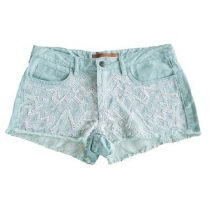 Joe's Jeans Mint Green Embellished Denim Shorts